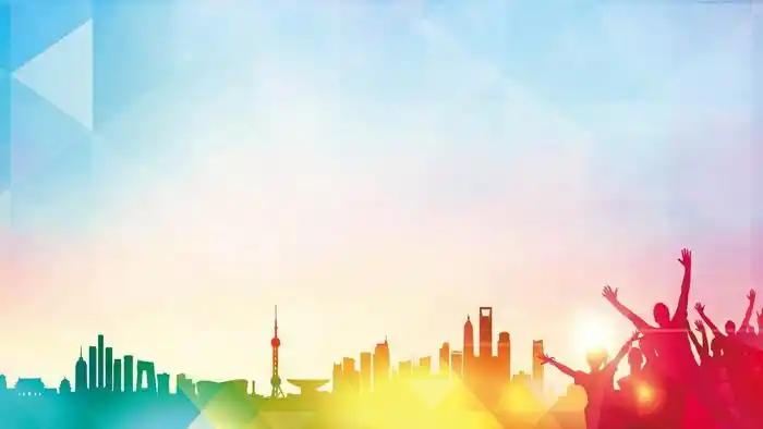 彩色低平面彩色人物ppt背景图片