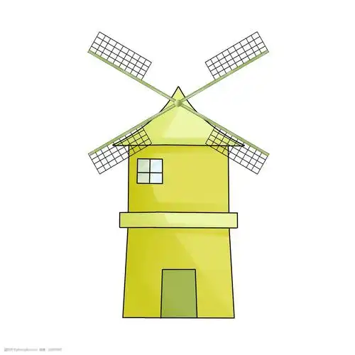 黄色旋转风车屋插图
