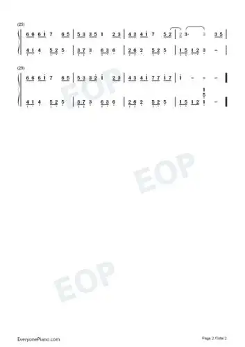 甜甜咸咸-c调简单版双手简谱预览2