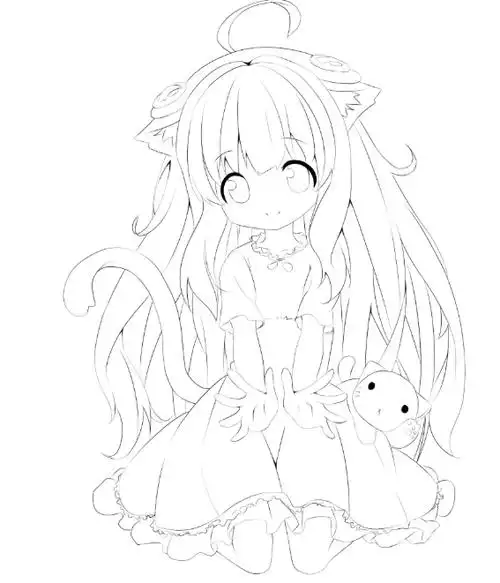 黑白线稿q版人物线稿素材67