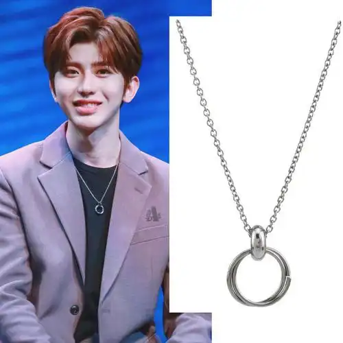 蔡徐坤同款项链气质嘻哈潮人简约钛钢圆环个性男女创意百搭毛衣链