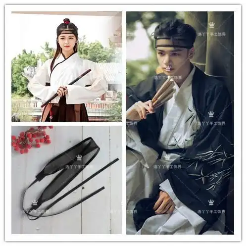 一折发束 头巾发带_汉服红绳绑发束发带男古风汉服