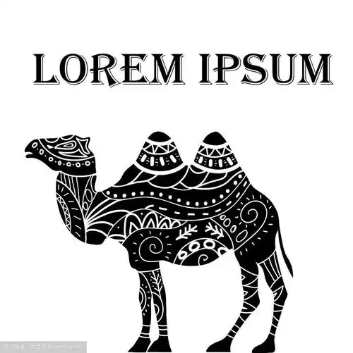 骆驼剪影与部落装饰孤立