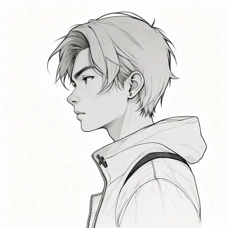 97黑白素描男生头像,冷酷又帅气97