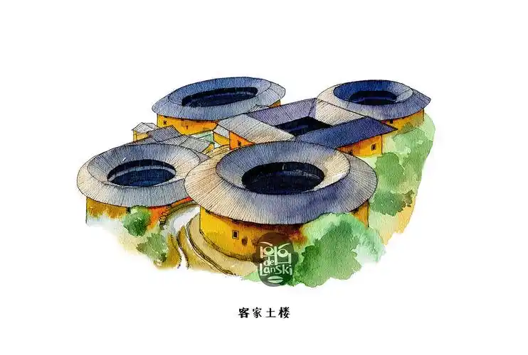 手绘中国民居建筑