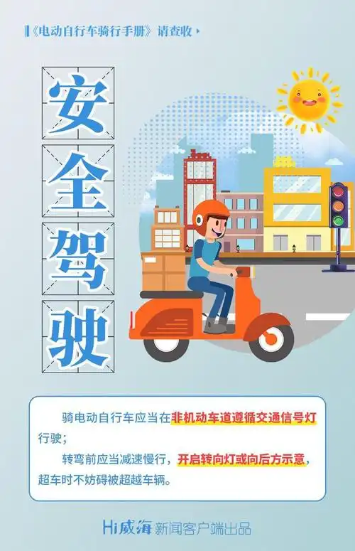 海报丨追逐海风前戴好安全盔电动自行车骑行手册请查收