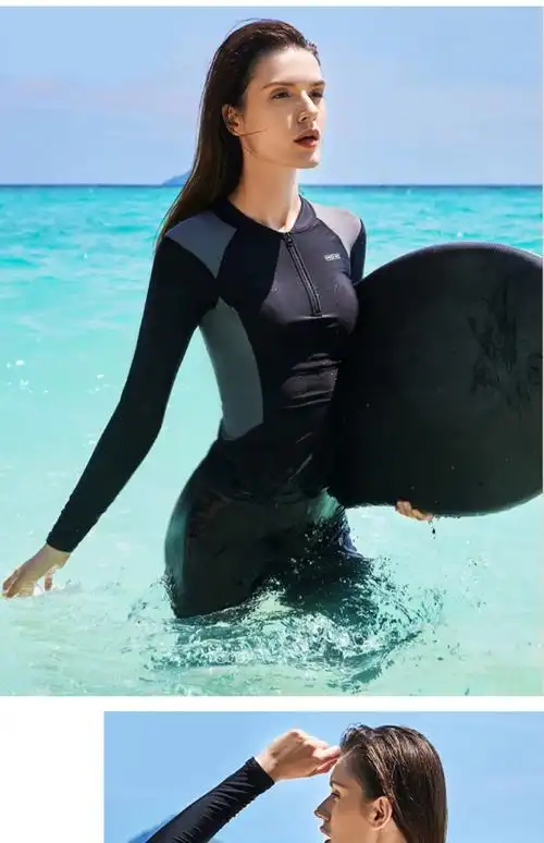 watertime潜水服女防晒浮潜服水母服衣分体长袖显瘦游泳衣冲浪加厚