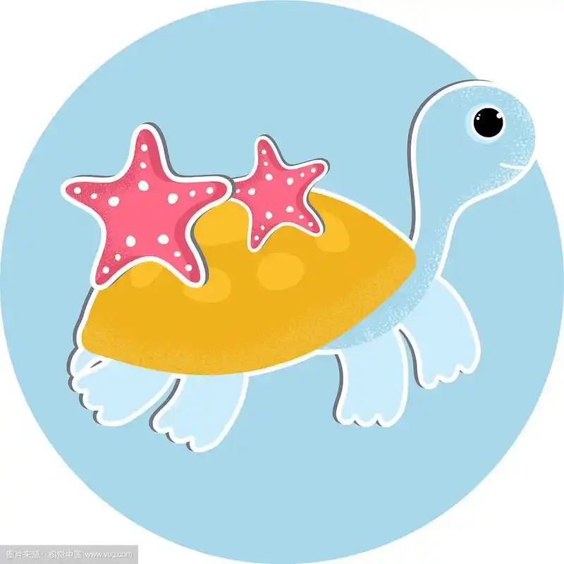 卡通海龟图标在现代扁平风格