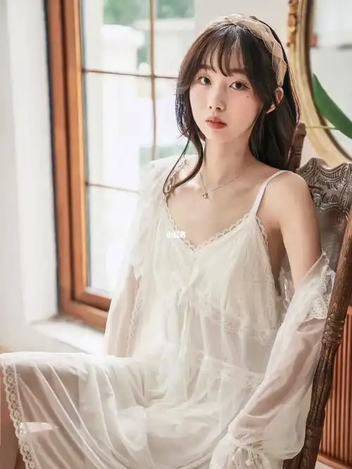 莫代尔棉77软雾面纱外披拼接 展现古典优雅公主风情～#精致睡衣推荐