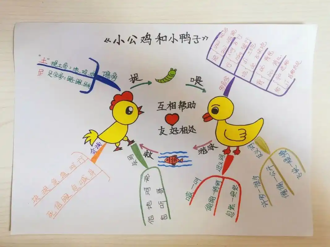 一年级下语文—《小公鸡和小鸭子》思维导图