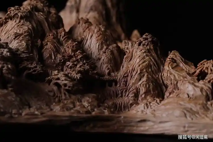 显微镜下的千里江山图,檀香木微雕作品_山水_山石_画面