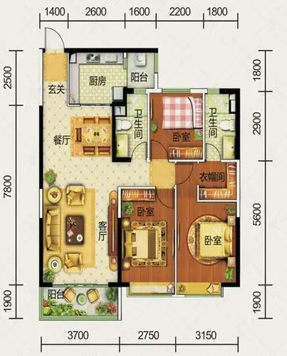 携手一生共度终身的婚房怎能不好好选呢?三居两卫精品户型推荐