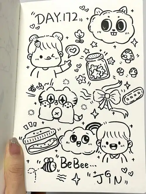 96打卡一张少女心满满的手帐素材～#绘画  #手帐  #简笔画教程