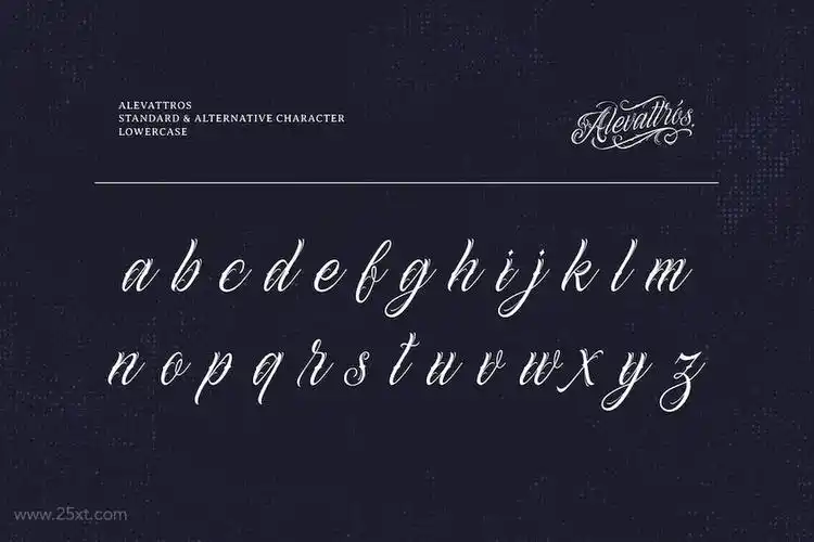 alevattros是一款复古风格的英文花体手写字体,非常适合纹身字体设计.
