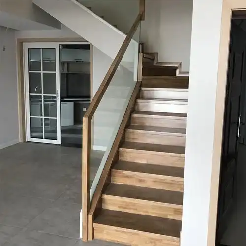 实木楼梯玻璃轻奢现代别墅整体定制直梯扶手整体楼梯