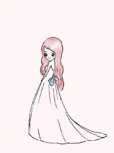 穿婚纱的小仙女简笔画画法【彩色】