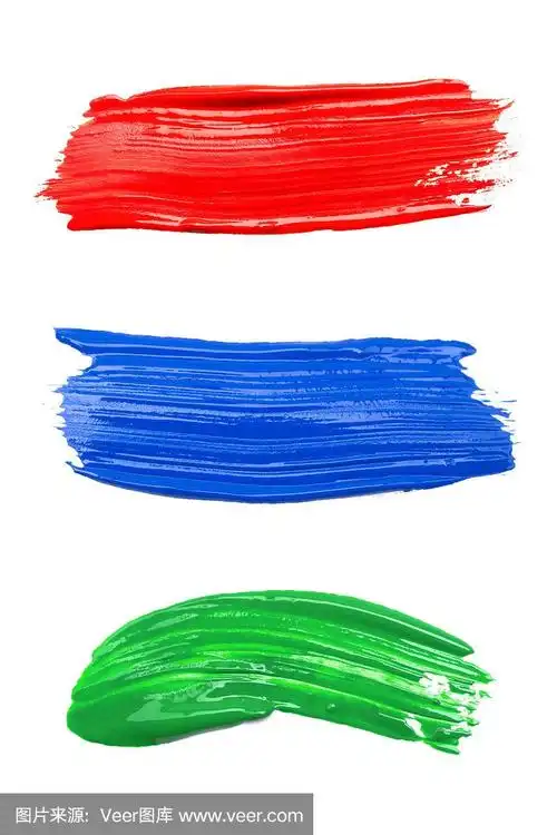 一组笔画,多色颜料