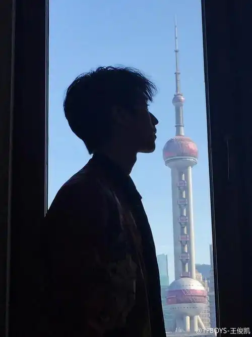 王俊凯侧颜勾勒成剪影 少年心性欲与东方明珠比高