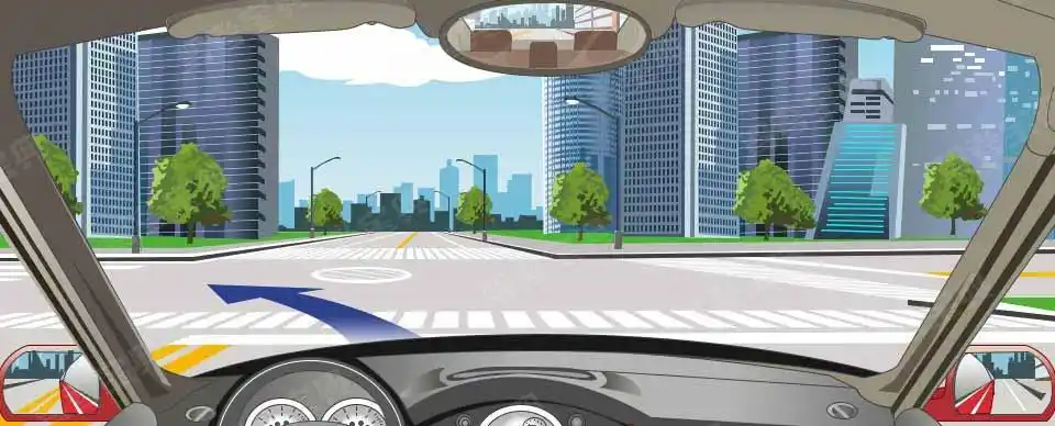 如图所示,在此路口左转弯要靠路口中心点左侧转弯.