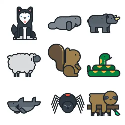 可爱手绘动物icon图标