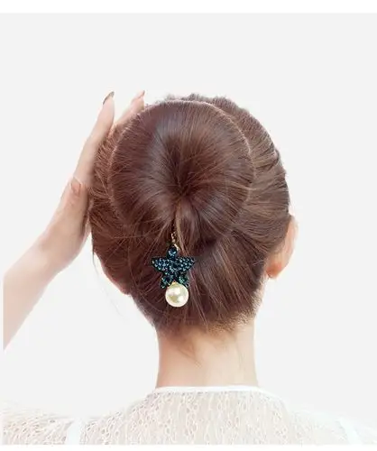 半丸子头花朵盘发器水钻女士造型器百变蓬松花苞头韩国盘头发饰品