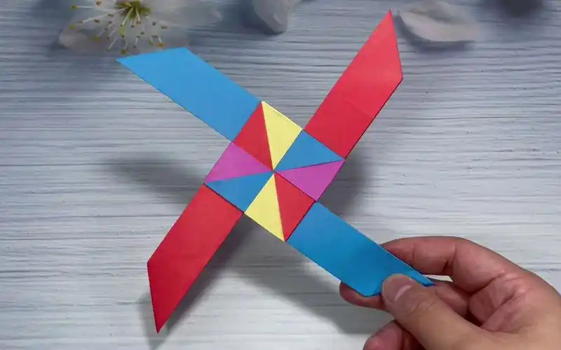 折纸十字回旋飞镖,简单易学步骤详细,创意手工制作