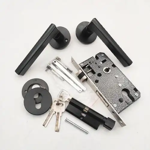 分体锁具 分体门锁 分体锁黑色执手锁 木门压把锁 卧室门锁具