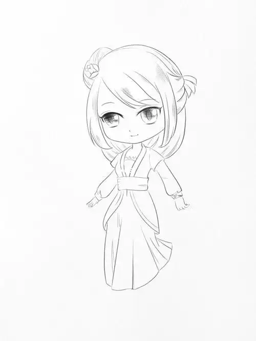 q版古风人物简笔画线稿