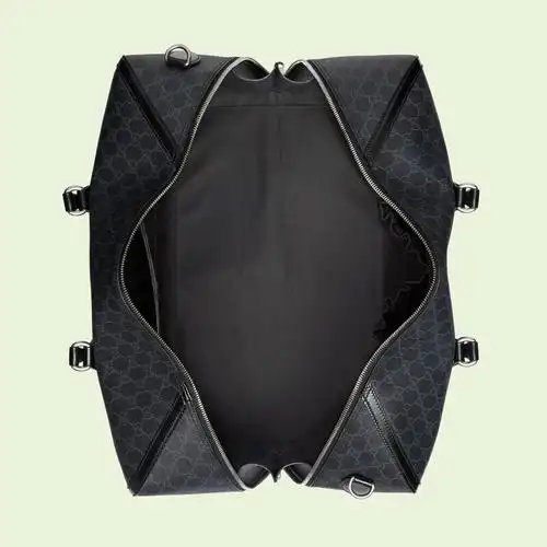 黑色gg supreme帆布互扣式双g大号旅行包-古驰gucci中国官方网站