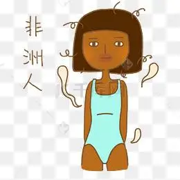 夏日清凉糖果色手绘卡通可爱泳装小女孩晒黑表情包