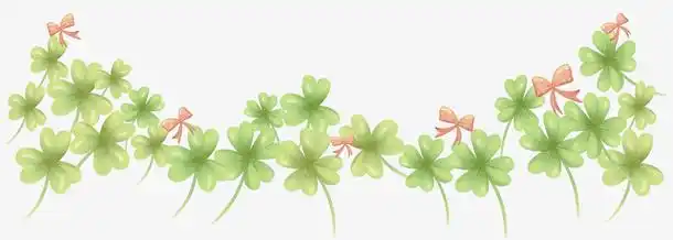 幸运草,手绘插画,装饰图案,蝴蝶结,植物,四叶草
