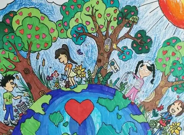 儿童画绿水青山一等奖水彩画 儿童画绿水青山一等奖水彩画视频