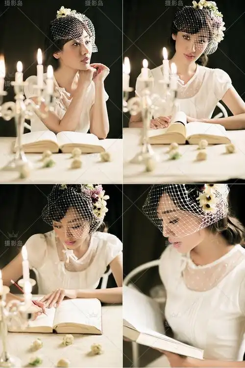 个人写真艺术照样片样册,影楼室内纯色摄影写真图片样照,psd相册模板