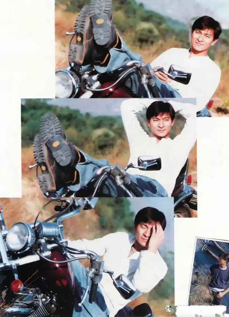 刘德华年轻时的摩托车写真