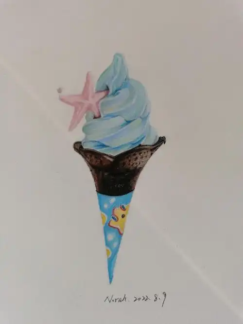 彩铅画雪糕咔咔老师团练