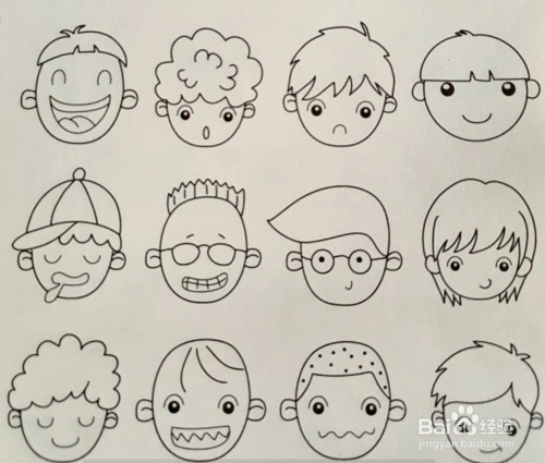 画男生头发简笔画图片