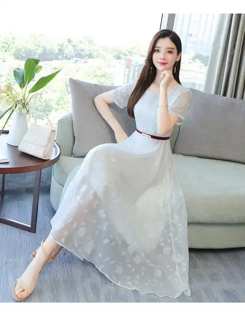 夏季流行雪纺连衣裙白色xl码【今日头条】