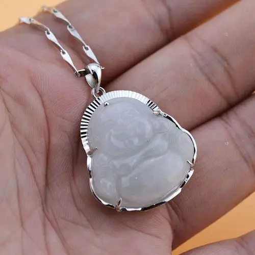 纯已久银饰925银小佛吊坠包边佛银镶嵌翡翠玉佛挂件包边观音坠男女坠