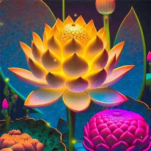 金色莲花好运头像 金闪闪带来好运的莲花头像图片_风水头像_头像屋