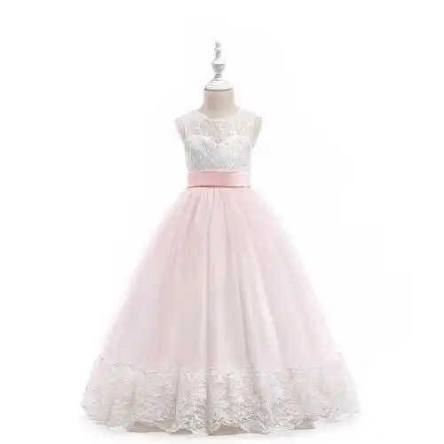 花童婚纱裙六一演出走秀儿童生日公主蓬蓬纱裙礼服女童蕾丝晚礼服