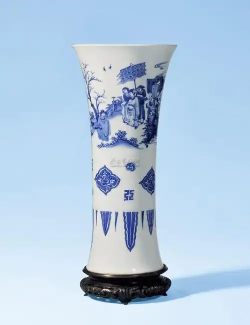 【明崇祯 青花人物纹花觚】拍卖品_图片_价格_鉴赏_明代青花瓷器_雅昌