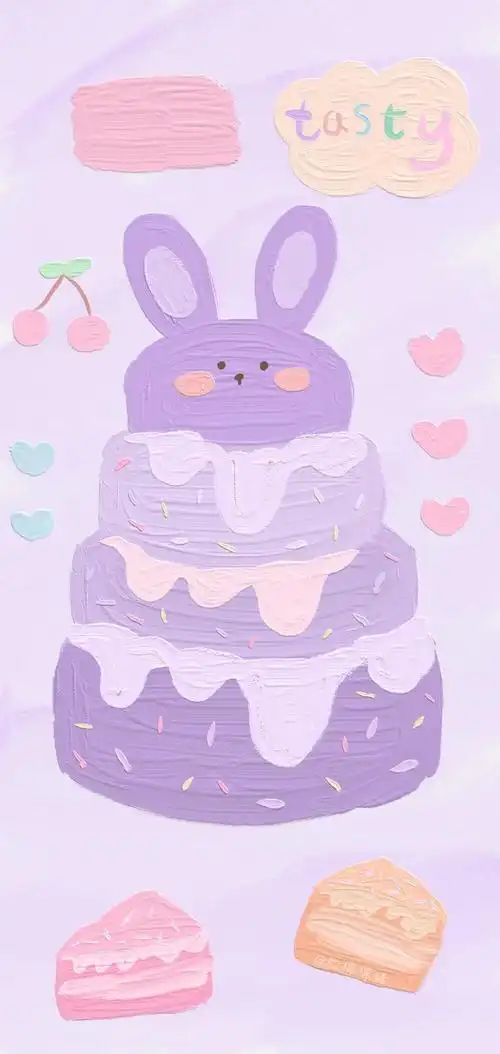 紫色卡通少女心背景配图