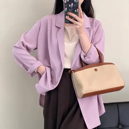夏季薄款爽滑显瘦小西装女宽松
