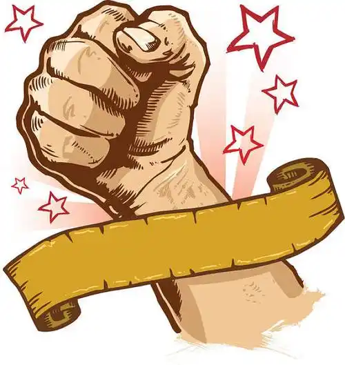 拳头_旗帜_矢量_插画_图片素材