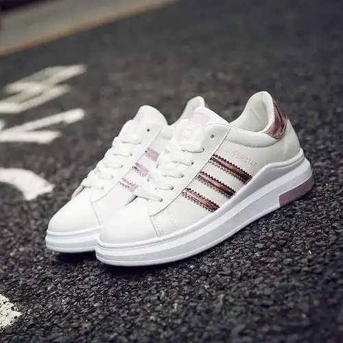 小女生白鞋女鞋休闲鞋鞋子女增高板鞋女韩版潮流学生运动鞋女平底单鞋