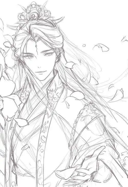 二次元古风美男简笔画