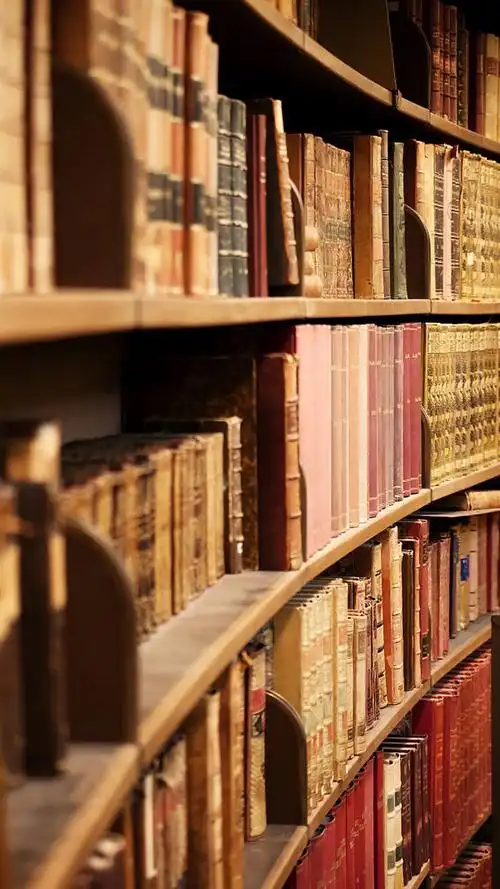 唯美书柜书籍场景手机壁纸图片 - tt98图片网