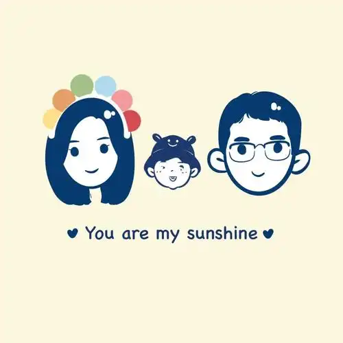 好看!幸福的一家人全家福手绘头像7815