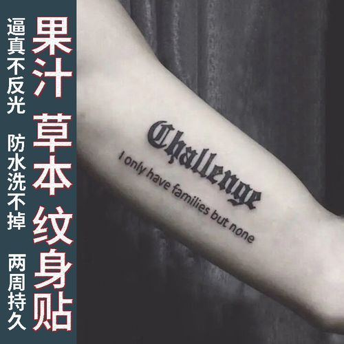 草本纹身贴纸哥特花体字果汁植物女男半永久不反光洗不掉防水持久