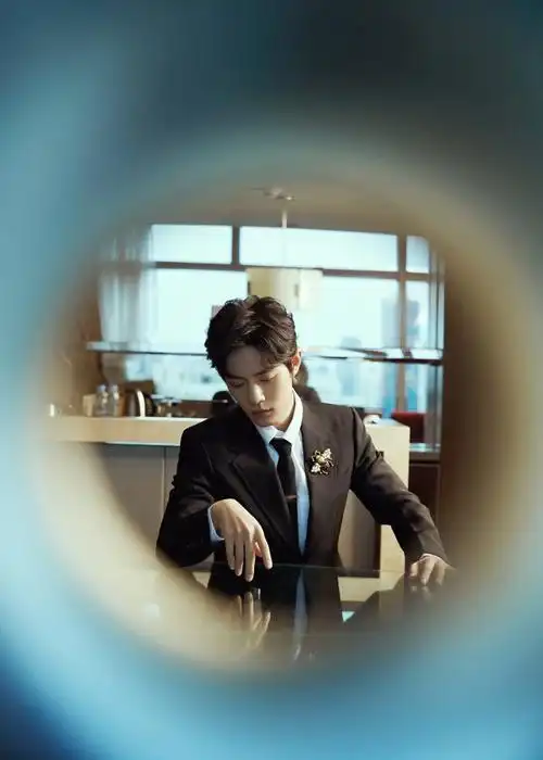 肖战花灰色西装写真